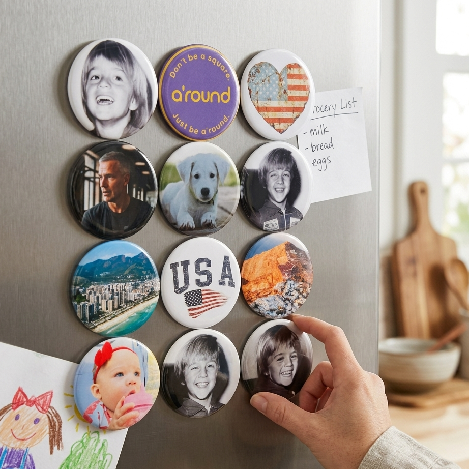 Custom Photo Magnets, Round 2.25" Fridge Magnets, Save the Date, Gift for Grandma